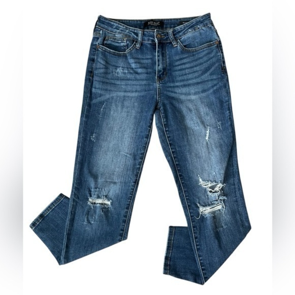 Judy Blue High Rise Relaxed Fit Distressed Skinny Jeans